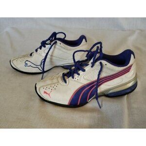 PUMA Girls Speedcat Cleats Tennis Shoes Size 4 Pink, blue, White soccer Athletic